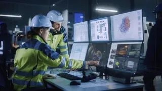 Workers with screens