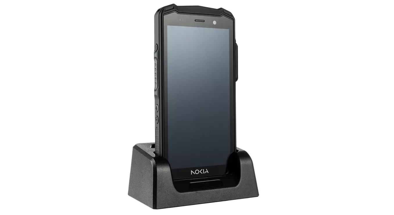 Nokia Industrial 5G handheld HHRA501x with desktop charger 