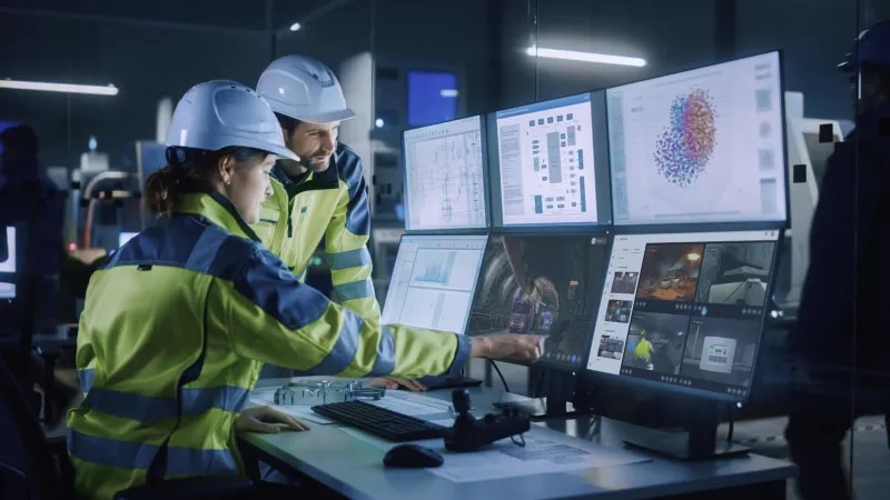 Workers with screens