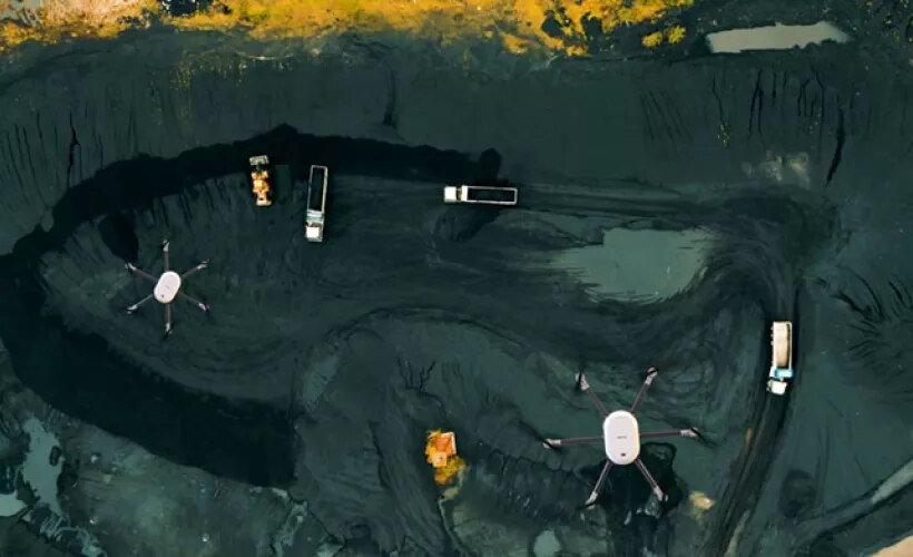 Fleet of drones over mine