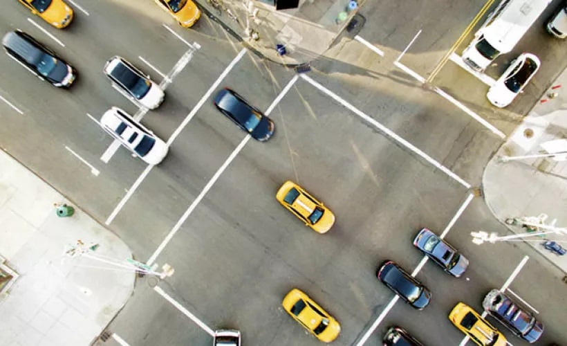 cars on the city street